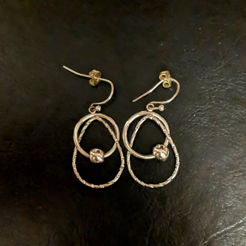 Silver Circle Style Dangle Earrings - image 1